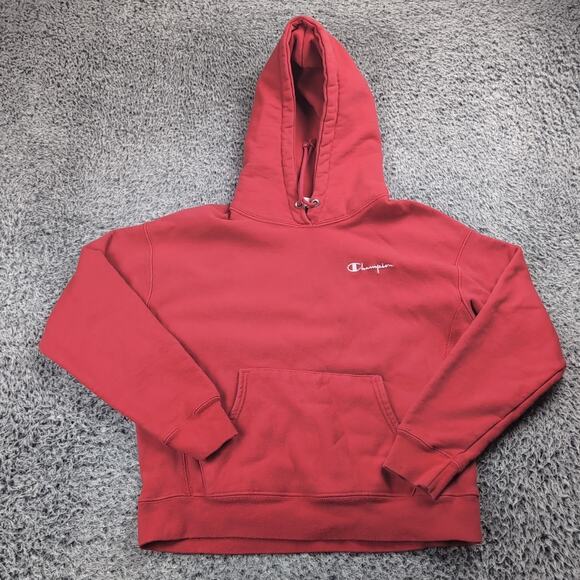 Champion Hoodie Men Large Red Embroidered Reverse Weave Pullover Sweatshirt - Picture 1 of 6
